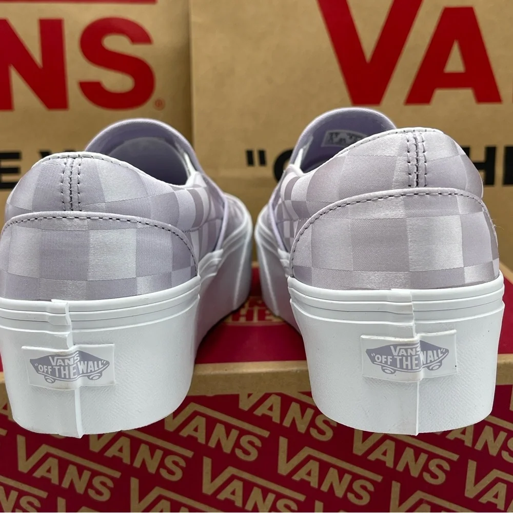 Vans Classic Slip-On Stackform Satin Checkerboard Lilac VN000CN1LLC Platform